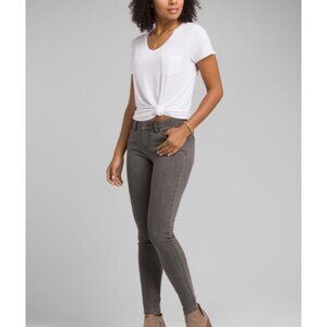 PRANA Gray London Mid-Rise Waist Skinny Ankle-Length Leg Women's Jeans Size 10